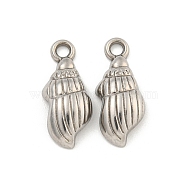 Non-Tarnish 304 Stainless Steel Pendants, Conch Charm, Stainless Steel Color, 18.5x7x3.5mm, Hole: 2mm(STAS-I307-507P)