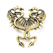 Dragon Brooch, Alloy Badge for Unisex, Antique Golden, 46x40.5x7mm(JEWB-K018-18AG)