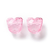 Resin European Beads, Faceted Peach Heart Large Hole Beads, Pink, 10.5x10.5x10.5mm, Hole: 5mm(RESI-M001-04G)