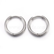 202 Stainless Steel Huggie Hoop Earrings, Hypoallergenic Earrings, with 316 Stainless Steel Pin, Stainless Steel Color, 12 Gauge, 15x15.5x2mm, Pin: 1mm(EJEW-L205-02K-P)