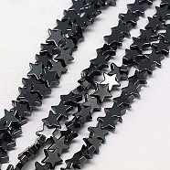 Electroplate Non-magnetic Synthetic Hematite Beads Strands, Star, Grade A, Black Plated, 4x4x2mm, Hole: 1mm, about 117pcs/strand, 16 inch(G-J173-4x4mm-05)