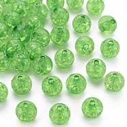 Transparent Crackle Acrylic Beads, Round, Green, 10x9mm, Hole: 2mm, about 940pcs/500g.(MACR-S373-66C-N19)