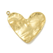 304 Stainless Steel Pendants, Heart Charm, Real 14K Gold Plated, 22x24x1.5mm, Hole: 1.4mm(STAS-L022-413G)