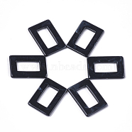Acrylic Linking Rings, Imitation Gemstone Style, Rectangle, Black, 26x18x2.5mm, Hole: 16x8mm, about 560pcs/500g(OACR-S021-23D)