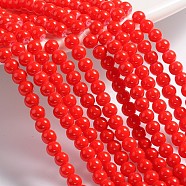 Painted Glass Bead Strands, Baking Paint, Round, Red, 4mm, Hole: 1.1~1.3mm, about 200pcs/strand, 31.4 inch(DGLA-S071-4mm-49)