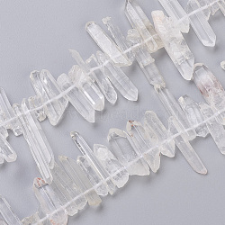 Natural Quartz Crystal Pointed Beads Strands, Rock Crystal, Bullet, Faceted, 13~46x4~10x4~9mm, Hole: 0.8mm, about 64~67pcs/strand, 15.7 inch~16.3 inch(40~41.5cm)(G-L484-01)