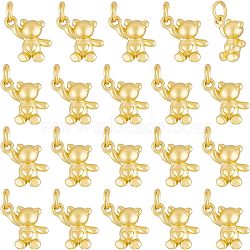 20Pcs Alloy Charms, with Jump Rings, Matte Style, Cadmium Free & Lead Free, Bear, Matte Gold Color, 13.5x13.5x5mm, Jump Ring: 6x1mm, 4mm inner diameter(KK-CA0003-59)