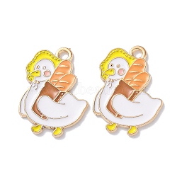 Alloy Enamel Pendants, Golden, Animals Theme Charm, Duck, 22x16x1mm, Hole: 1.8mm(ENAM-O001-08C-G)