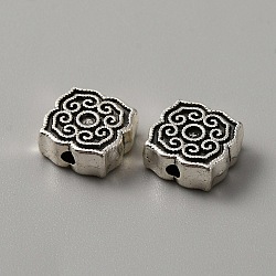 Tibetan Style Alloy Beads, Flower, Antique Silver, 11.5x11x4.5mm, Hole: 1.6mm(TIBEB-CJC0001-09AS)