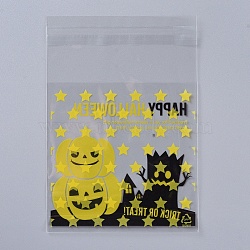 Halloween Cookie Bags, Self Adhesive Candy Bags, OPP Cellophane Bags, for Party Gift Supplies, Yellow, 13x10x0.01cm, 95~100pcs/bag(ABAG-I002-B01)