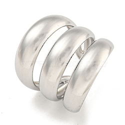 Non-Tarnish 304 Stainless Steel Three Layers Wide Open Cuff Ring for Women, Stainless Steel Color, Adjustable(RJEW-A043-22P)