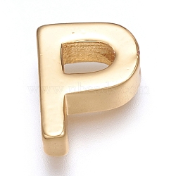 Brass Charms, Long-Lasting Plated, Real 18K Gold Plated, Letter.P, P: 9x7x3mm, Hole: 1.6mm(X-ZIRC-I037-01P-G)