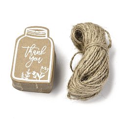 Kraft Paper Gift Tags, Hang Tags, with Jute Twine, Bottle with Word & Flower Pattern, BurlyWood, 5.95x3.9x0.05cm, Hole: 4mm, 50pcs(CDIS-L008-B06)