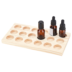 18 Slots Pine Wood Essential Oil Storage Display Stands, Rectangle, Bisque, 24x12.6x1.6cm, Inner Diameter: 3.05cm(AJEW-WH0342-25)