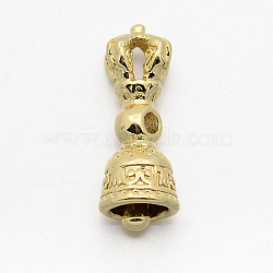 Brass Beads, Dorje Vajra with Bell for Buddha Jewelry, Golden, 22x8mm, Hole: 2mm(KK-F0293-14)