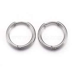 Tarnish Resistant 202 Stainless Steel Huggie Hoop Earrings, Hypoallergenic Earrings, with 316 Stainless Steel Pin, Stainless Steel Color, 12 Gauge, 15x15.5x2mm, Pin: 1mm(EJEW-L205-02K-P)