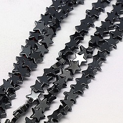 Electroplate Non-magnetic Synthetic Hematite Beads Strands, Star, Grade AAAA, Black Plated, 4x4x2mm, Hole: 1mm, about 117pcs/strand, 15.2 inch(G-J173-4x4mm-05)