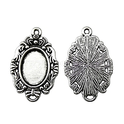 Tibetan Style Alloy Pendant Cabochon Settings, Oval, Antique Silver, 30x19mm, Tray: 14x10mm(PW-WG58EB0-02)