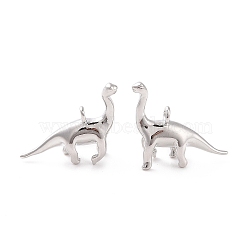 Brass Pendants, Dinosaur, Real Platinum Plated, 13x15x5mm, Hole: 1.4mm(KK-A168-19P)