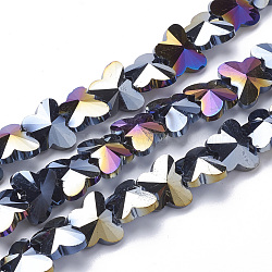 Electroplate Glass Beads, AB Color Plated, Faceted, Butterfly, Black, 12x14.5x7.5mm, Hole: 1mm(EGLA-Q091-14mm-B01)