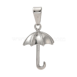 304 Stainless Steel Pendants, 3D Umbrella Charm, Stainless Steel Color, 22x15mm, Hole: 3.5x7mm(STAS-B053-22P)