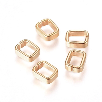 304 Stainless Steel Quick Link Connectors, Linking Rings, Closed but Unsoldered, Rectangle, Golden, 7x5.7x2.4mm, Inner Diameter: 5.1x3.9mm