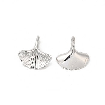 304 Stainless Steel Charms, Ginkgo Leaf Charm, Stainless Steel Color, 13x13x4.5mm, Hole: 3.5x2mm