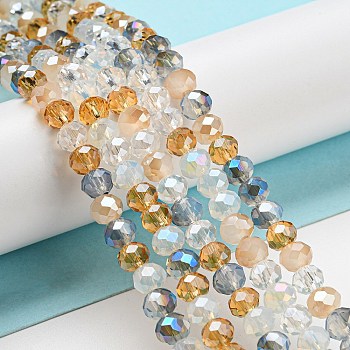 Glass Beads Strands, Faceted, Rondelle, PeachPuff, 6x5mm, Hole: 1mm, about 85~88pcs/strand, 16.1~16.5 inch(41~42cm)