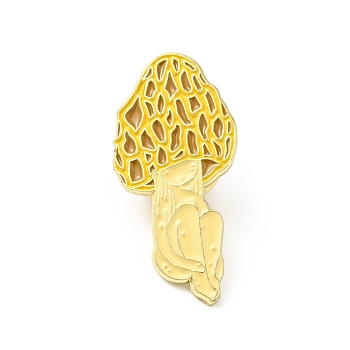 Mushroom Girl Enamel Pin, Gold Plated Alloy Cute Badge for Backpack Clothes, Light Khaki, 30x15x1.5mm