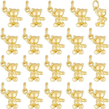 20Pcs Alloy Charms, with Jump Rings, Matte Style, Cadmium Free & Lead Free, Bear, Matte Gold Color, 13.5x13.5x5mm, Jump Ring: 6x1mm, 4mm inner diameter