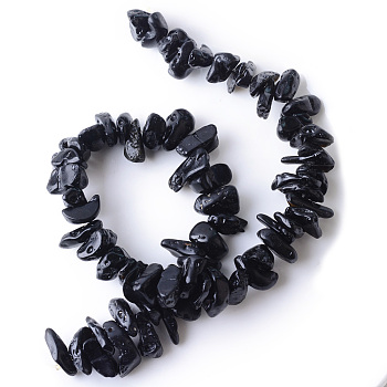 Natural Tektite Bead Strands, Chip, 15~19x6~13x5~11mm, Hole: 1mm, about 66pcs/strand, 15.3 inch