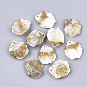 Acrylic Pendants, Imitation Gemstone Style, Shell Shape, Floral White, 20x17x5mm, Hole: 1.5mm, about 980pcs/500g