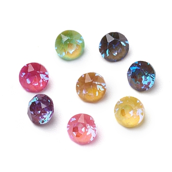 K9 Glass Rhinestone Cabochons, Mocha Fluorescent Style, Pointed Back, Diamond, Mixed Color, 4.1x2.5mm