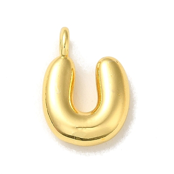 Brass Pendants, Real 18K Gold Plated, Letter U, 19x14x5.5mm, Hole: 3.3mm