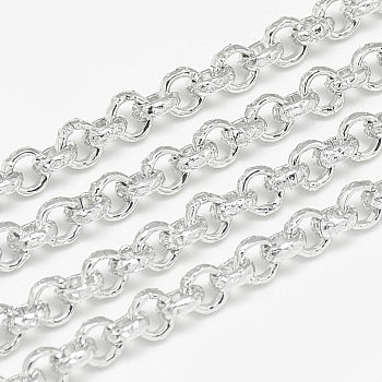 Aluminum Rolo Chains, Belcher Chains, Textured, Unwelded, Silver, 3.6x1.4mm
