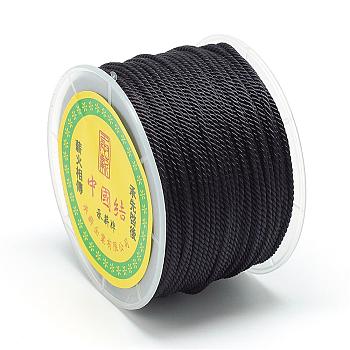 Nylon Threads, Milan Cords/Twisted Cords, Black, 1.5~2mm, about 54.68 yards(50m)/roll