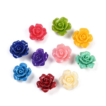 Synthetic Coral Carved Beads, Dyed, Flower, Mixed Color, 12x7mm, Hole: 1.3mm