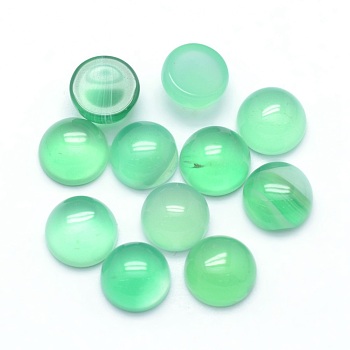Natural Green Onyx Agate Cabochons, Half Round, 6x3~3.5mm