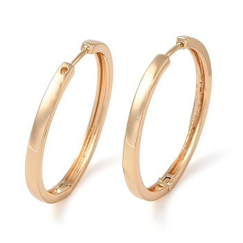 Plain Brass Hoop Earrings for Women, Ring, Light Gold, 34x3mm
