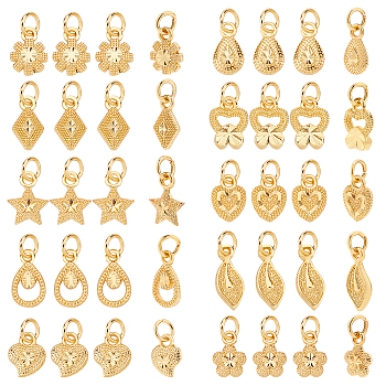 Elite 60Pcs 10 Style Electroplated Alloy Charms, Long-Lasting Plated, with Brass Jump Ring, Golden, 6pcs/style