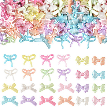 90Pcs 3 Styles Spray Painted Textured Opaque Acrylic Beads, Bowknot, Mixed Color, 20.5~26x28~34x5.5~9mm, Hole: 2~2.7mm, 30pcs/style