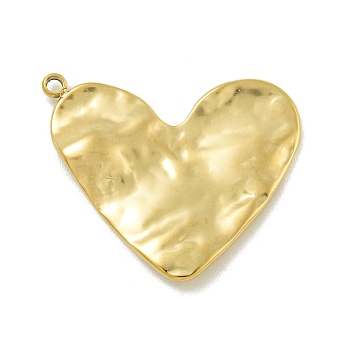 304 Stainless Steel Pendants, Heart Charm, Real 14K Gold Plated, 22x24x1.5mm, Hole: 1.4mm