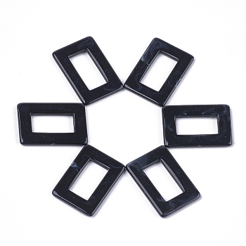 Acrylic Linking Rings, Imitation Gemstone Style, Rectangle, Black, 26x18x2.5mm, Hole: 16x8mm, about 560pcs/500g