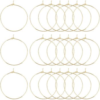 304 Stainless Steel Hoop Earring Findings, Wine Glass Charms Findings, Golden, 21 Gauge, 35x30x0.7mm, 100pcs/box