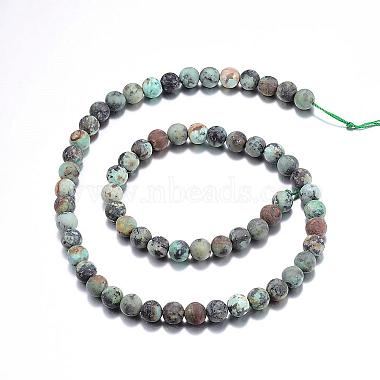 Frosted Natural African Turquoise(Jasper) Round Beads Strands(G-D746-6mm)-2