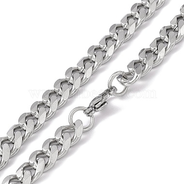 Non-Tarnish 201 Stainless Steel Cuban Link Chain Necklace with 304 Stainless Steel Clasps for Men Women(NJEW-M194-01D-P)-3