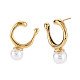 304 Stainless Steel U-shape Stud Earrings with ABS Platic Pearl for Women(EJEW-N016-017LG)-3