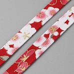 5M Japanese Printed Flower Cotton Ribbons, Garment Accessories, Red, 3/8 inch(10mm), about 5.47 Yards(5m)/Roll(OCOR-WH0089-25A-01)
