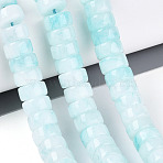 Dyed Natural White Jade Beads Strands, Disc, Heishi Beads, Light Cyan, 10~10.5x4.5~6.5mm, Hole: 1~1.2mm, about 60~78pcs/strand, 14.57~15.16''(37~38.5cm)(G-T143-17C)