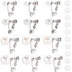 24Pcs 4 Styles 316 Surgical Stainless Steel Clip-on Earring Converters Findings, for Non-Pierced Ears, with ABS Beads and Comfort Silicone Pads, Stainless Steel Color, 19~24x6~12x19.5~26mm, Hole: 1~1.2mm, 6pcs/style(STAS-SC0010-35P)